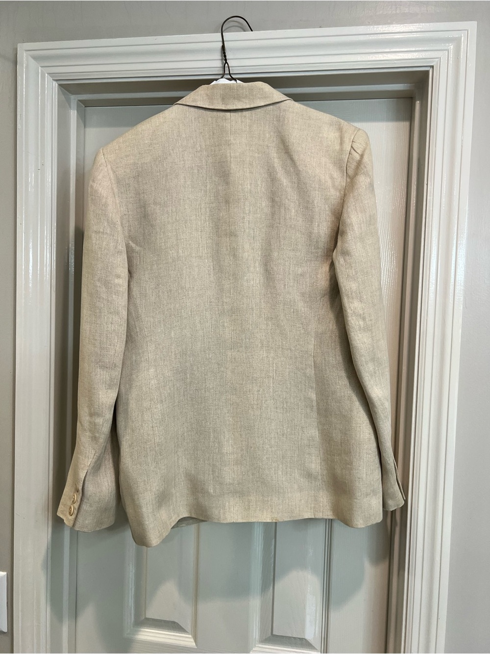 Talbots 100% Linen Blazer Jacket Womens Size 6 Beige Tan Two Button Career Class - Picture 2 of 6